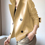 Long Sleeves Buttoned Solid Color Notched Collar Jackets&Coats Outerwear