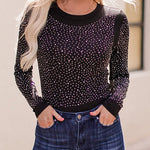 Rhinestone Embellished Long Sleeve Bodysuits