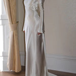Pearl Eden Satin Back Open Cowl Neck Gown Maxi Dress