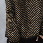 High Neck Striped Patchwork Sweaters