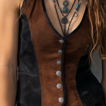 Vintage Contrast Trim Suede Vest