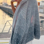 Solid Knit Sequined Sweater Jacket