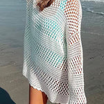 Margovil Long Sleeves Hollow Out Crochet Beach Cover Up Dress