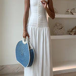 Sleeveless Button Up Backless Swing Maxi Dress