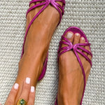 Amelia | Metallic Bow Flat Sandals