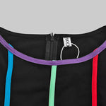 Long Sleeves Puff Sleeves Contrast Color Pockets Round-Neck Midi Dresses