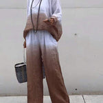 Women's Cotton and Linen Gradient Two-piece Set