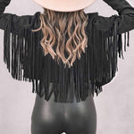 Slim Lapel Tassel Coats Soild Short Jackets Fringe Long Sleeve Party Cardigan