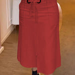 High Waisted Loose Split-Front Split-Joint Tied Waist Skirts
