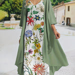 Two Piece Set Sleeveless Straps Elegant Dresses Casual Loose Fit Cardigan