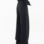 Asymmetrical Layer Button Baggy Wide Leg Pants