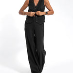 Nadorine Casual Two-piece Set Solid Color Vest and Trousers Pants