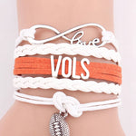 Multi-layered Leather Cord Friendship Bracelet Infinite Love Rugby VOLS Letter Bracelet
