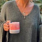 Fashionable Patchwork V-neck Long-sleeved Knitted Sweater