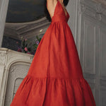 Vacation Deep V Backless Slip Dress