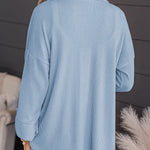 Solid Color Textured Roll Tab Sleeve Shirt Jacket