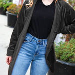Rust Velvet Button Down Tunic Top