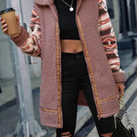 Ethnic Style Print Coat Lapel Zip Long Sleeve Plush Patchwork Jacket Outerwear