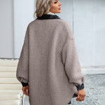 Lapel Collar Plush PU Single-breasted Trench Coat