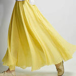Casual A-Line Elastic Waist Solid Color Skirts
