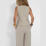 Emma Sheridan | Linen Vest & Wide-Leg Pants Set For Women