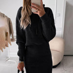 Hooded Sheath Mini Dress with Drawstring
