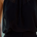 Black Halter Neck Chiffon Sleeveless Top