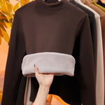 Velvet Half Turtleneck Long Sleeve Thread Slim-fit Base T-shirt