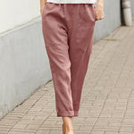 Nadorine Casual Tapered Capri Cargo Pants Loose Elastic Waist Ankle Cropped Trouser with Pockets