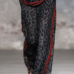 Leopard Print Chiffon Short-sleeved Top And Trousers Set