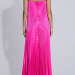 Strapless V Neck Pleated Maxi Party Dress