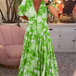 Summer | Floral Print V-neck Pocket Dress