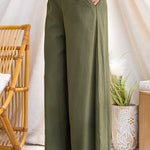 Elastic Waist Pocketed Wide Leg Pants