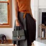 Strapless Pleated Faux Leather Midi Dress(2 Colors Available!)