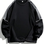 KZZ Men's Colorblock Contrast Binding Drop Shoulder Sweatshirt
