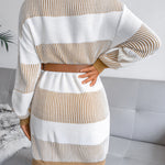 Striped Drop-Sleeve Sweater Dress