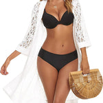 Nadorine Women Lace Crochet Coverups Open Front Cardigan Sheer Cover Up 3/4 Sleeve Kimono (US Only)