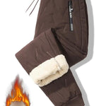 KZZ Men's Warm Fleece-Lined Straight-Leg Jogger Pants with Zipper Pockets