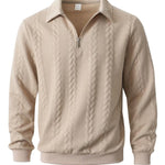 KZZ Men's Fall Winter Outfits  Polo Neck Long Sleeve Sweatshirt for Daliy Wear