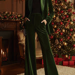High-End Temperament Loose Retro Green Velvet Suit