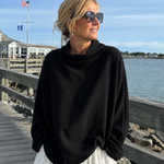 Margot | Waffle-Knit Oversized Cowl Neck Top