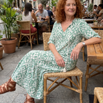 Ilaira | Patterned V-Neck Midi Dress with Tassels