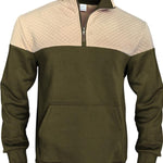 KZZ Men's Fall/Winter Patchwork Design Casual Stand-Up Collar Zipper Hoodie Sweatshirt