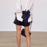 Long Sleeves Bow Back Cut Out Top