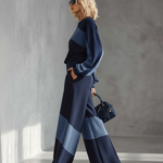 Casual Sportswear Patchwork Sweatshirt And Sweatpants Set