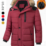KZZ Men's Contrast Faux Fur Trim Hooded Jacket