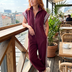 Lark™ | Zip Front Stripe Panel Jumpsuit