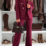 Notch Collar Double Breasted Tailored Blazer