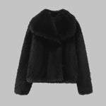 WEENA��� - Classy Long Sleeve Collared Fuzzy Coat