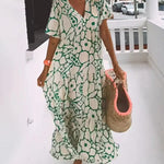 CHRISTINE | Long Summer Dress with Flowing Cut and Elegant Graphic Pattern